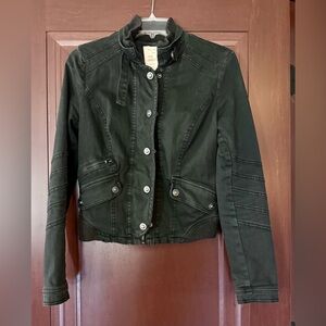 Free People Black Denim Jacket Size 2